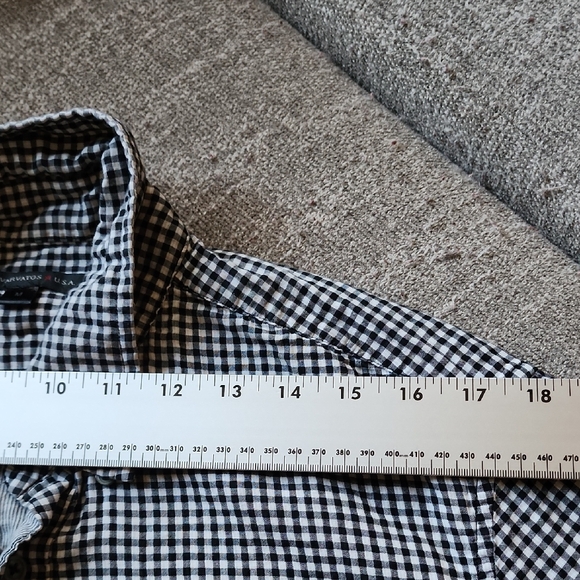 John Varvatos Black White Gingham Button Down Shirt Men’s Designer - Picture 8 of 11
